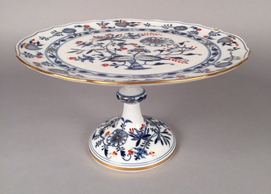 297　マイセン（Meissen）アンティーク　ブルーオニオン　脚付きケーキプレート