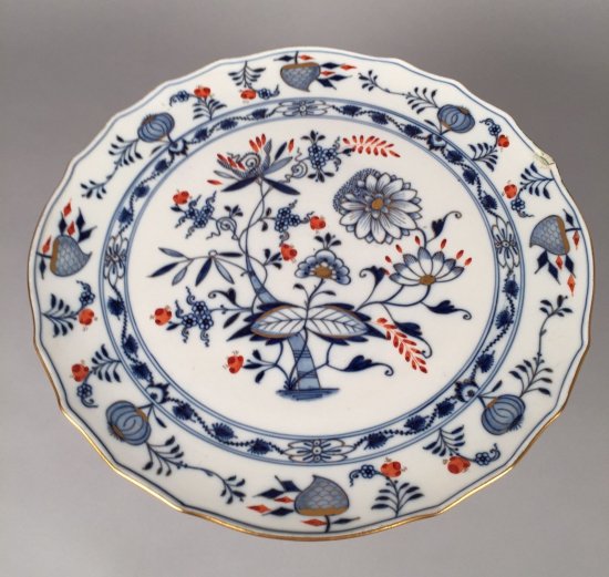 297　マイセン（Meissen）アンティーク　ブルーオニオン　脚付きケーキプレート