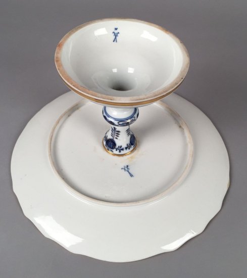 297　マイセン（Meissen）アンティーク　ブルーオニオン　脚付きケーキプレート