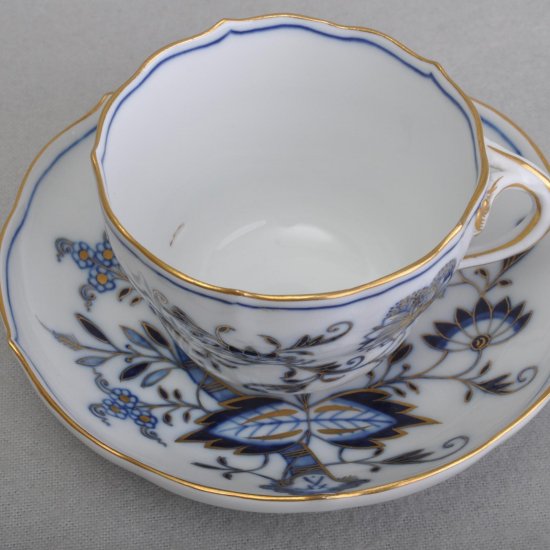 304　マイセン（Meissen）アンティーク　ブルーオニオン　ブルー＆ゴールド　コーヒーカップ＆ソーサー