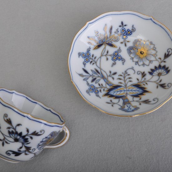 304　マイセン（Meissen）アンティーク　ブルーオニオン　ブルー＆ゴールド　コーヒーカップ＆ソーサー