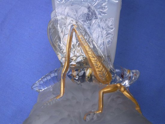 604　バカラ（Baccarat）アンティーク　キリギリスの花瓶