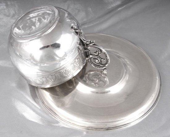 267　クリストフル（CHRISTOFLE）アンティーク　スターリングシルバー　大きなブレックファーストマグ＆ソーサー　20世紀前半