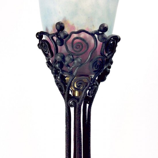 ドーム兄弟（Daum Nancy）＆エドガー・ブラント（Edgar Brandt）作　アンティーク　テーブルランプ　アールデコ　1925年頃