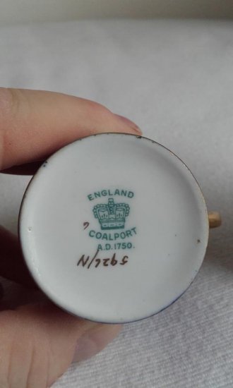 122　コールポート（COALPORT）アンティーク　ミニチュアカップ＆ソーサー　ダークブルー　1891年