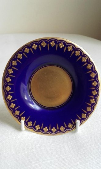 122　コールポート（COALPORT）アンティーク　ミニチュアカップ＆ソーサー　ダークブルー　1891年