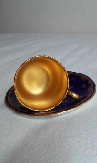 123　コールポート（COALPORT）アンティーク　ミニチュアカップ＆ソーサー　ブルー　1891年頃