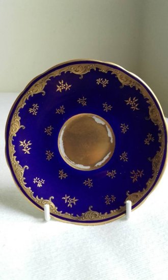 123　コールポート（COALPORT）アンティーク　ミニチュアカップ＆ソーサー　ブルー　1891年頃