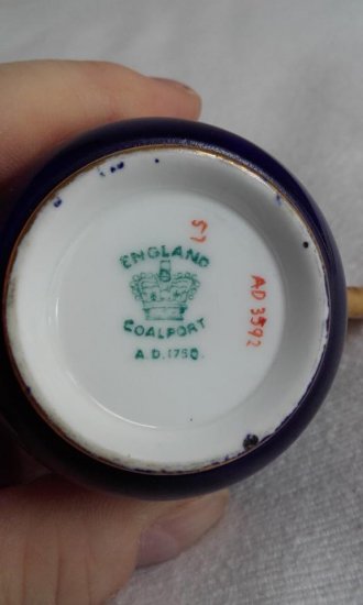 123　コールポート（COALPORT）アンティーク　ミニチュアカップ＆ソーサー　ブルー　1891年頃