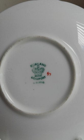123　コールポート（COALPORT）アンティーク　ミニチュアカップ＆ソーサー　ブルー　1891年頃