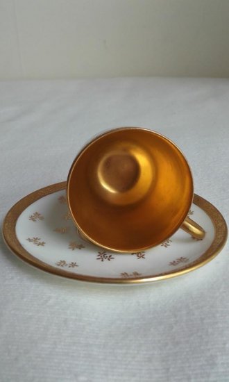 123　コールポート（COALPORT）アンティーク　ミニチュアカップ＆ソーサー　ホワイト＆ゴールド　1891年