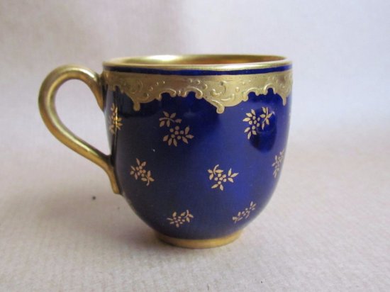 124　コールポート（COALPORT）アンティーク　小さなカップ＆ソーサー　コバルトブルー＆ゴールド