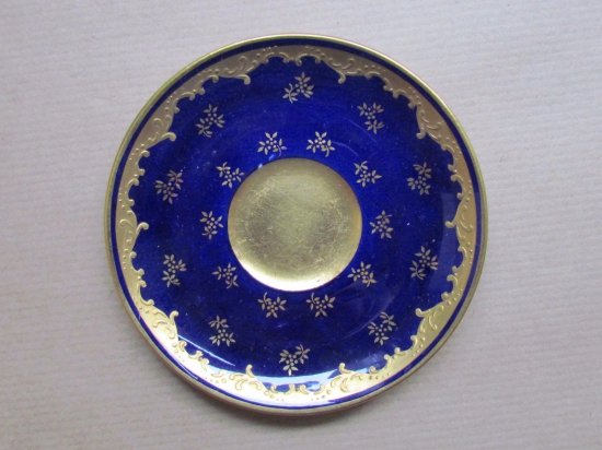 124　コールポート（COALPORT）アンティーク　小さなカップ＆ソーサー　コバルトブルー＆ゴールド