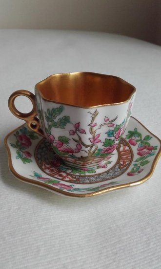 125　コールポート（COALPORT）アンティーク　ミニチュアカップ＆ソーサー　インディアンツリーのデザイン　1891年
