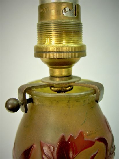 146　エミール・ガレ（Emile Galle）ガラスのランプスタンド　“Fuschias”（フクシャ）　アール・ヌーヴォー　1900年頃