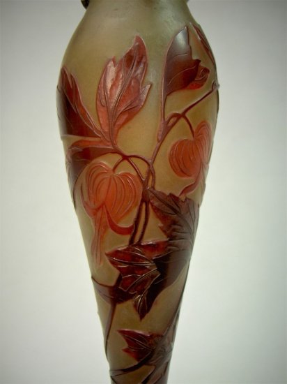 146　エミール・ガレ（Emile Galle）ガラスのランプスタンド　“Fuschias”（フクシャ）　アール・ヌーヴォー　1900年頃