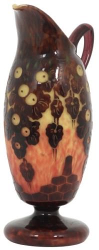 257　シュナイダー兄弟（Schneider）作　カメオガラス　中国風のパターンの水差し　“Le Verre Francais”　アールデコ