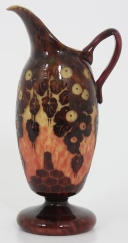 257　シュナイダー兄弟（Schneider）作　カメオガラス　中国風のパターンの水差し　“Le Verre Francais”　アールデコ