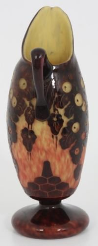 257　シュナイダー兄弟（Schneider）作　カメオガラス　中国風のパターンの水差し　“Le Verre Francais”　アールデコ