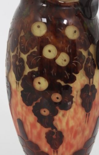 257　シュナイダー兄弟（Schneider）作　カメオガラス　中国風のパターンの水差し　“Le Verre Francais”　アールデコ