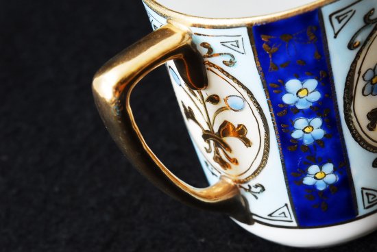 250 オールドニッポン・ノリタケ(モリムラ) 金彩盛上げ青花図紋 カップ＆ソーサー