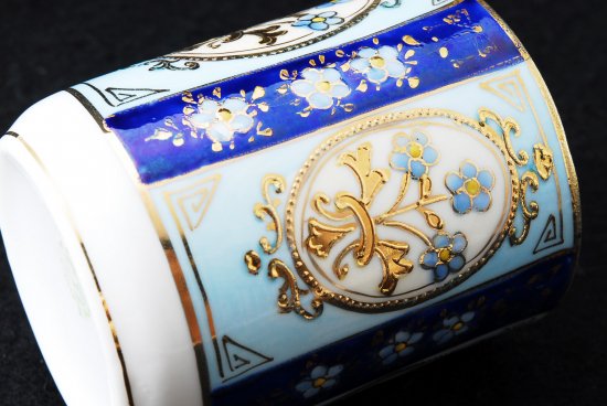 250 オールドニッポン・ノリタケ(モリムラ) 金彩盛上げ青花図紋 カップ＆ソーサー