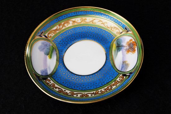 252 オールドノリタケ・金彩 風景図カップ＆ソーサー