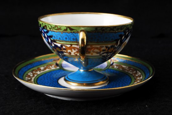 252 オールドノリタケ・金彩 風景図カップ＆ソーサー