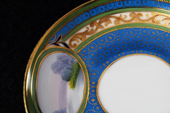 252 オールドノリタケ・金彩 風景図カップ＆ソーサー