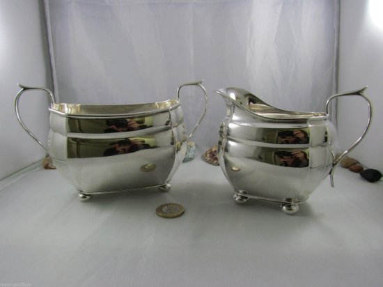 297　アンティーク　S.Blankensee & Son Ltd　スターリングシルバーのティーセット（ポット、シュガーポット、クリーマー）　1927-28年