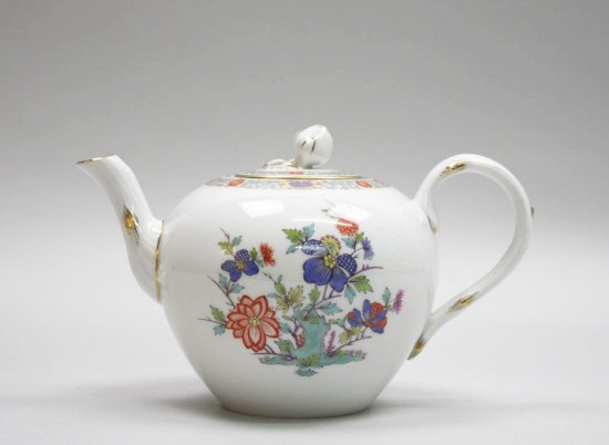 314　マイセン（Meissen）アンティーク　インディアンフラワーと鳥のティーポット　シノワズリ