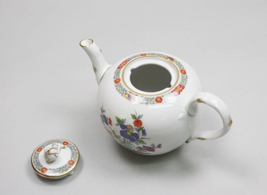 314　マイセン（Meissen）アンティーク　インディアンフラワーと鳥のティーポット　シノワズリ