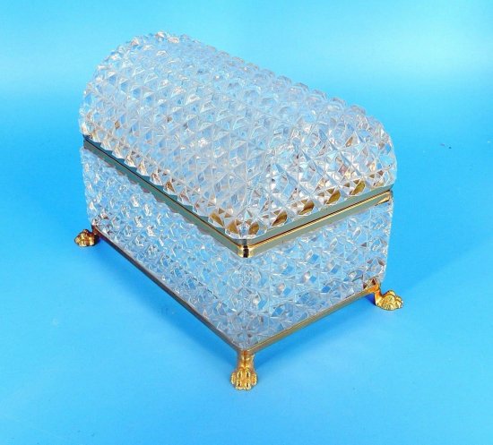 609　バカラ（Baccarat）アンティーク　フレンチカットクリスタル　オルモル製かぎ爪の脚　宝石箱　19世紀後半～20世紀初頭
