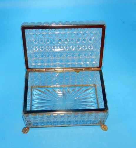 609　バカラ（Baccarat）アンティーク　フレンチカットクリスタル　オルモル製かぎ爪の脚　宝石箱　19世紀後半～20世紀初頭