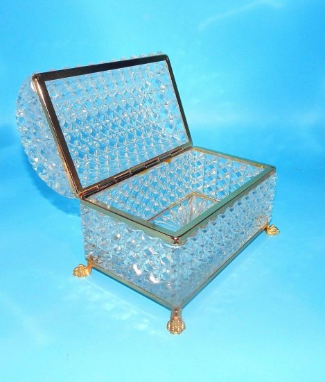 609　バカラ（Baccarat）アンティーク　フレンチカットクリスタル　オルモル製かぎ爪の脚　宝石箱　19世紀後半～20世紀初頭