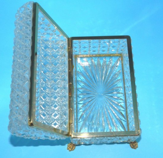 609　バカラ（Baccarat）アンティーク　フレンチカットクリスタル　オルモル製かぎ爪の脚　宝石箱　19世紀後半～20世紀初頭