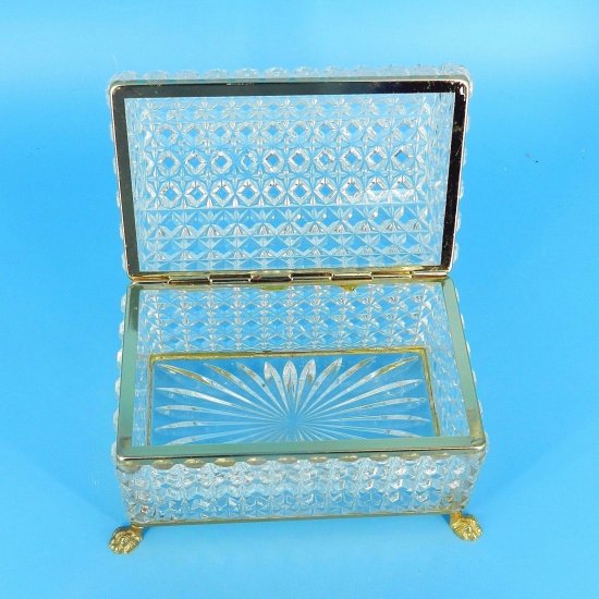 609　バカラ（Baccarat）アンティーク　フレンチカットクリスタル　オルモル製かぎ爪の脚　宝石箱　19世紀後半～20世紀初頭