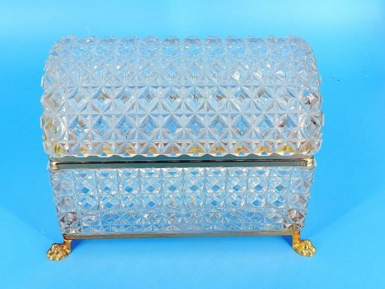 609　バカラ（Baccarat）アンティーク　フレンチカットクリスタル　オルモル製かぎ爪の脚　宝石箱　19世紀後半～20世紀初頭