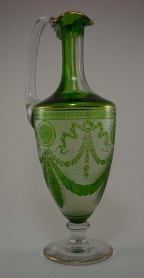 610　バカラ（Baccarat）　アンティーク　エグランチエ　アシッドエッチングの花瓶