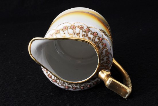 259 オールドニッポン 金盛りエナメルジュエル白鳥図 スワン ミルクピッチャー