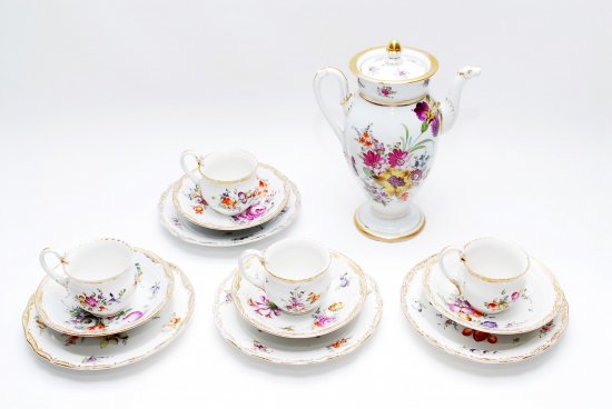318 マイセン Meissen スワンハンドル ５つ花 ティーセット