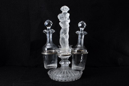 612 アンティークバカラ(Baccarat) スタンド付 天使のデカンタ＆リキュールグラスセット