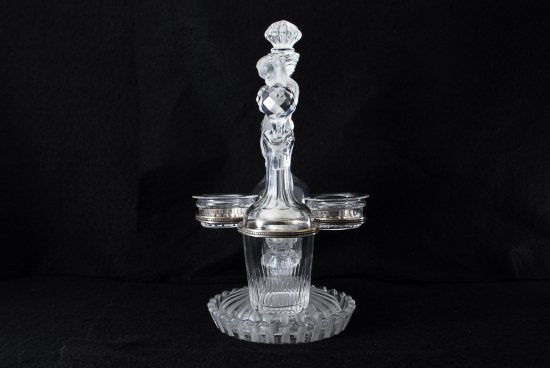 612 アンティークバカラ(Baccarat) スタンド付 天使のデカンタ＆リキュールグラスセット