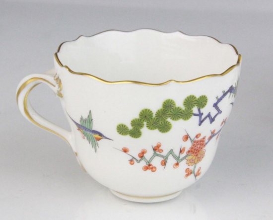319　マイセン（Meissen）アンティーク　カップ＆ソーサー　シノワズリ　花鳥図金縁