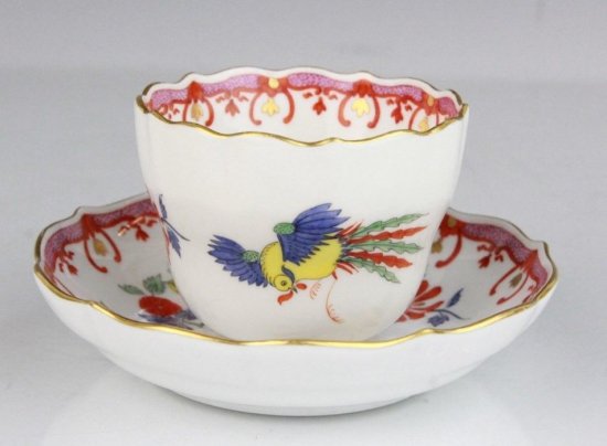 321　マイセン（Meissen）アンティーク　鳳凰図カップ＆ソーサー　シノワズリ