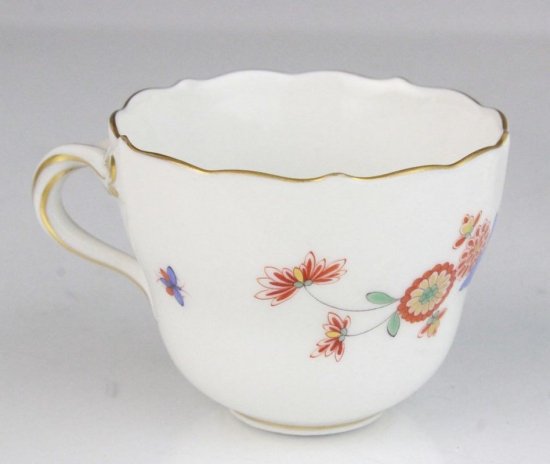 322　マイセン（Meissen）アンティーク　花と蝶図カップ＆ソーサー　シノワズリ