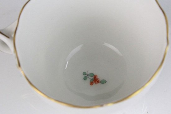 322　マイセン（Meissen）アンティーク　花と蝶図カップ＆ソーサー　シノワズリ