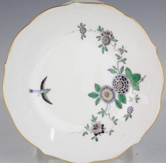 323　マイセン（Meissen）アンティーク　花鳥図カップ＆ソーサー　黒　シノワズリ