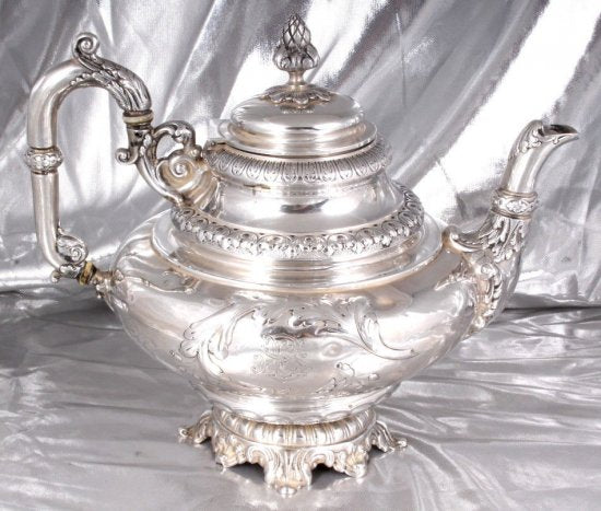302　フレンチスターリングシルバー 　ティーポット　ルイ・フィリップ時代　1838～40年