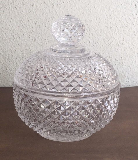 614　バカラ（Baccarat）アンティーク　カットガラスのボンボニエール　1880年